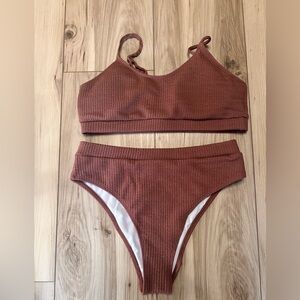 Dusty Rose Textured Bikini Set